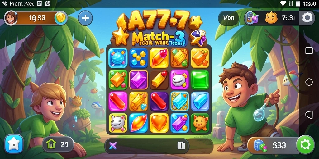 Tampilan gameplay menarik dari game Match-3 A7777.